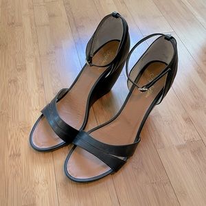 Black ankle strap wedges